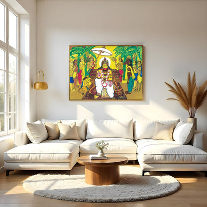 Celebrate spirituality and divine strength with this vibrant artwork featuring Lord Hanuman for Home Temple
