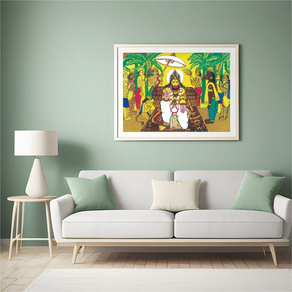Celebrate spirituality and divine strength with this vibrant artwork featuring Lord Hanuman for Living Room
