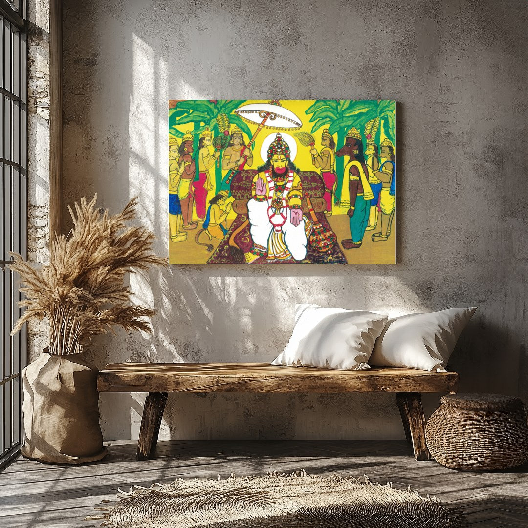Celebrate spirituality and divine strength with this vibrant artwork featuring Lord Hanuman for Sitting Lounge
