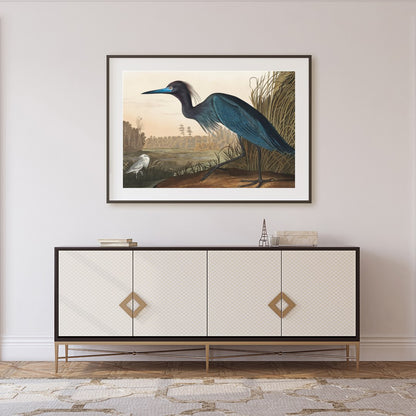 This exquisite piece captures the elegance of a heron posing amidst a tranquil wetland. Rich in for Foyer