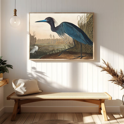 This exquisite piece captures the elegance of a heron posing amidst a tranquil wetland. Rich in for Hallway