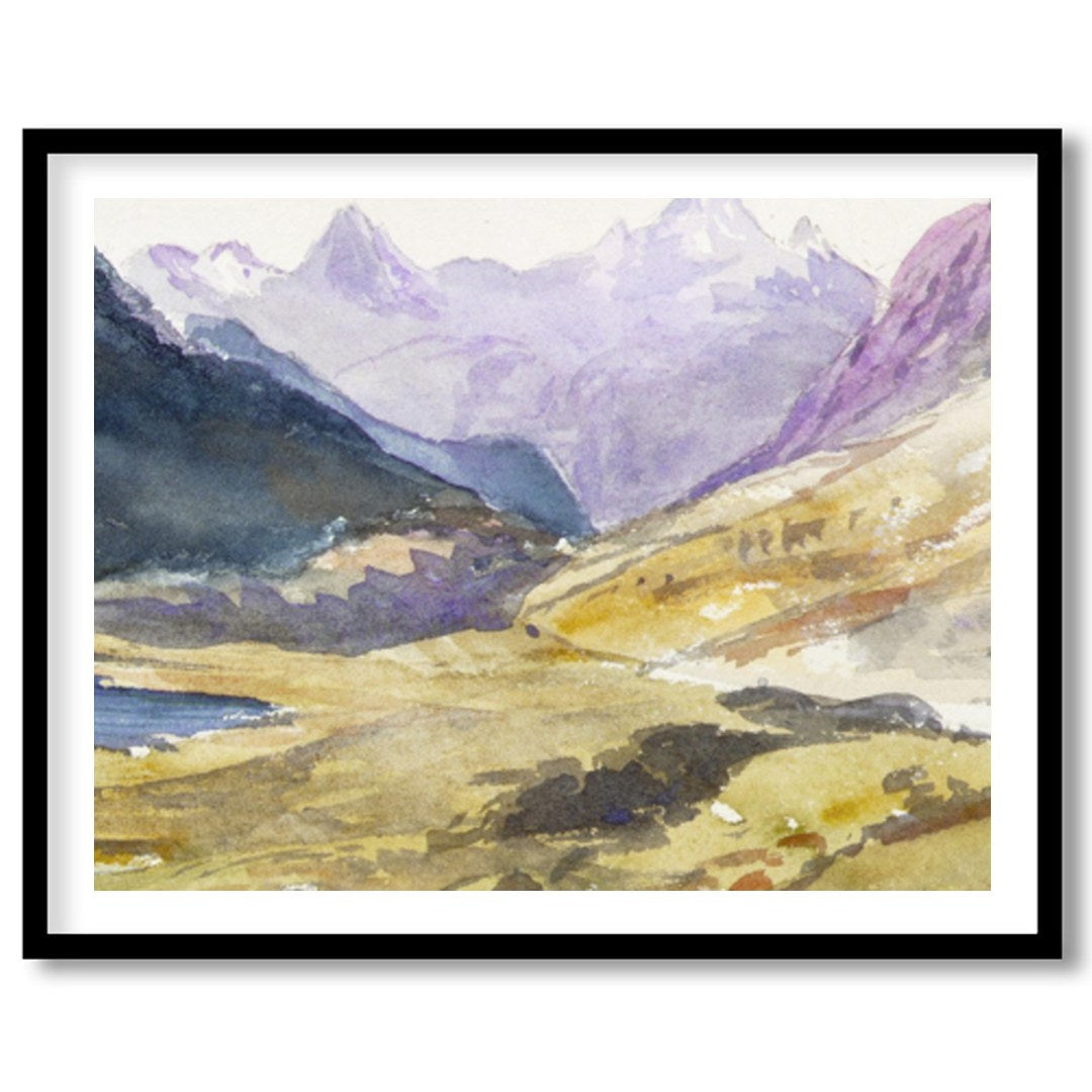 Immerse yourself in the serene beauty of the highlands with this captivating watercolor painting. for residence