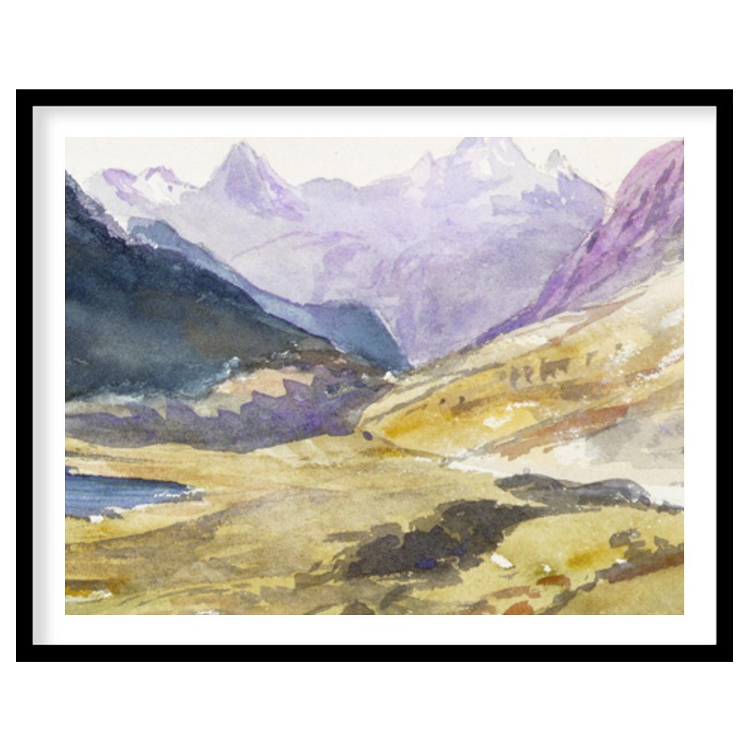 Immerse yourself in the serene beauty of the highlands with this captivating watercolor painting. for residence