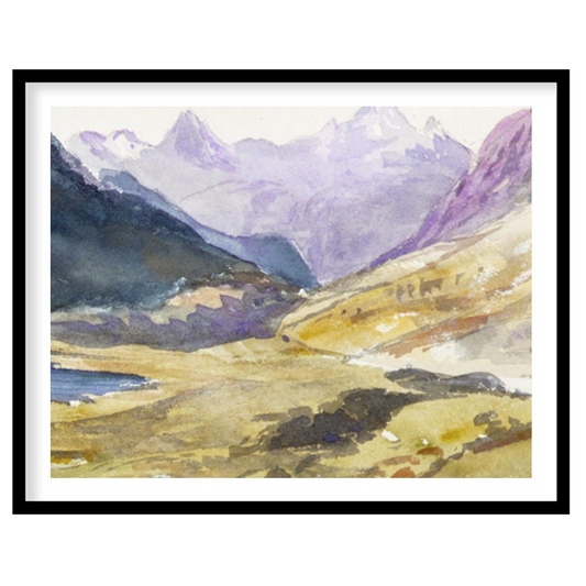 Immerse yourself in the serene beauty of the highlands with this captivating watercolor painting. for residence