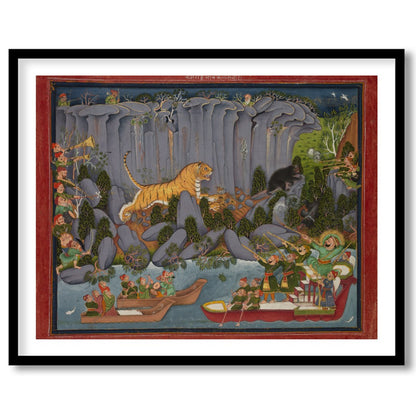 Immerse yourself in the vibrant allure of a bustling jungle scene, artfully depicting a tiger for place