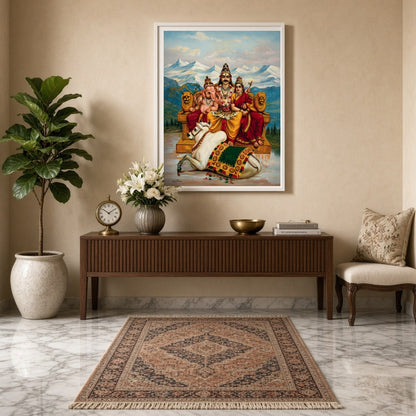 Immerse yourself in this breathtaking rendition of Lord Shiva seated at the heart of Mount Kailash, for Entrance