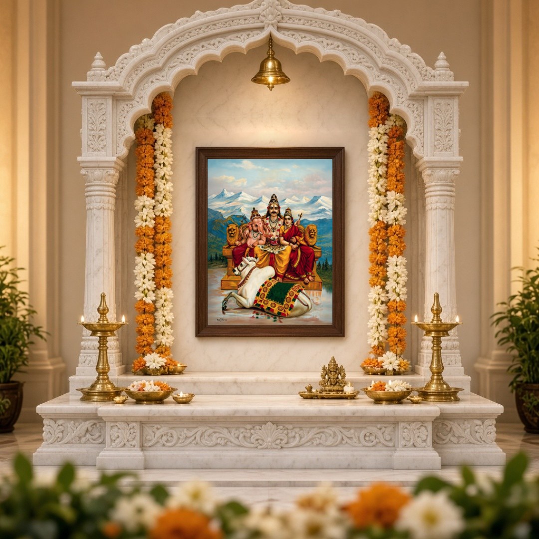Immerse yourself in this breathtaking rendition of Lord Shiva seated at the heart of Mount Kailash, for Home Temple