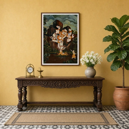 Immerse yourself in the divine storytelling of this breathtaking Hanuman piece, embodying the for Entrance