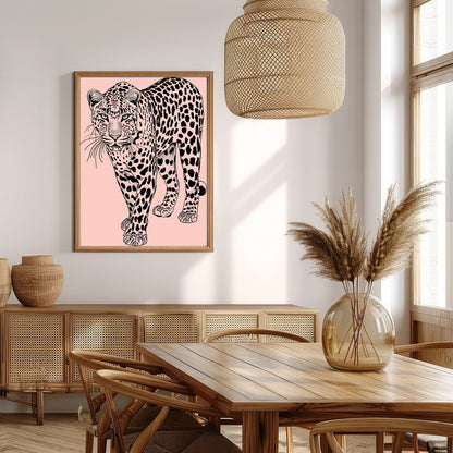 Immerse yourself in the untamed elegance of the 'Majestic Leopard on Blush Canvas.' This for Extra Kitchen