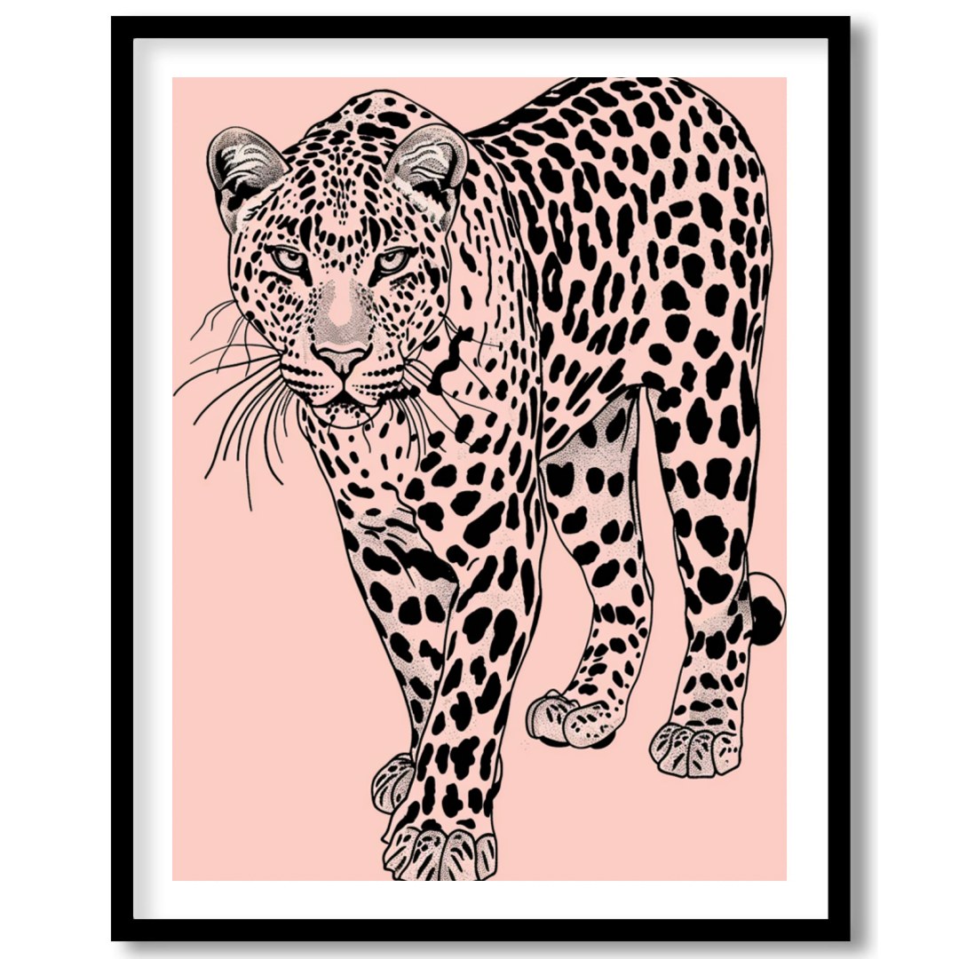 Immerse yourself in the untamed elegance of the 'Majestic Leopard on Blush Canvas.' This for loft