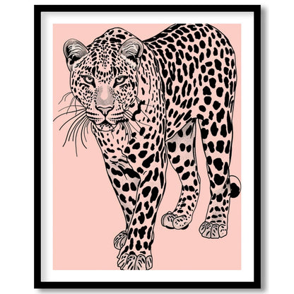 Immerse yourself in the untamed elegance of the 'Majestic Leopard on Blush Canvas.' This for loft