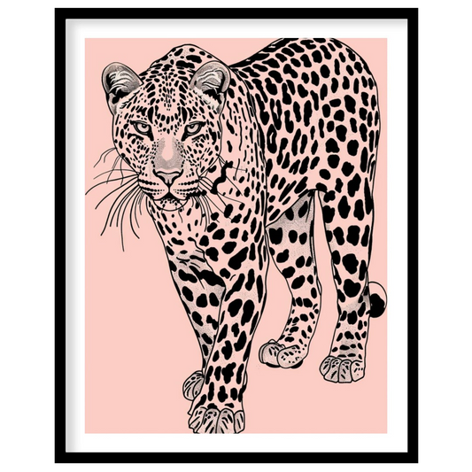 Immerse yourself in the untamed elegance of the 'Majestic Leopard on Blush Canvas.' This for loft