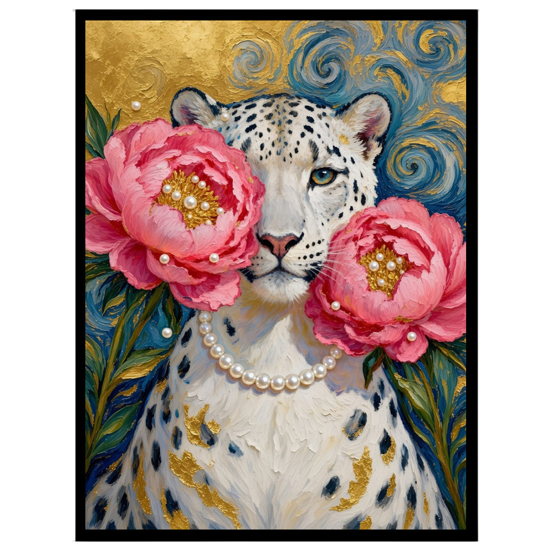 Immerse yourself in the opulence of wild beauty with this striking artwork featuring a majestic for sweet-home