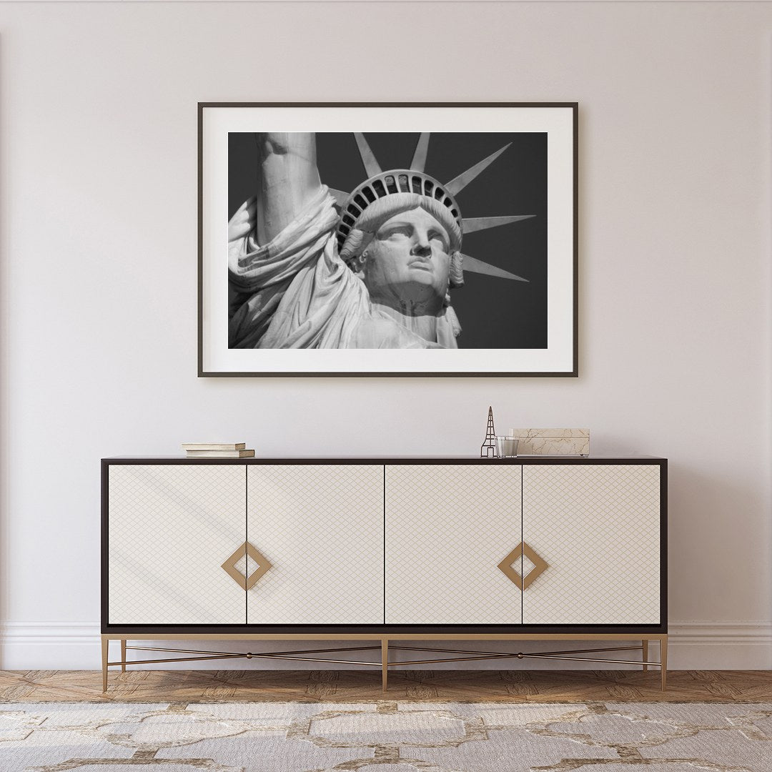 Capture the timeless elegance of the iconic Statue of Liberty with this striking monochrome piece. for Foyer