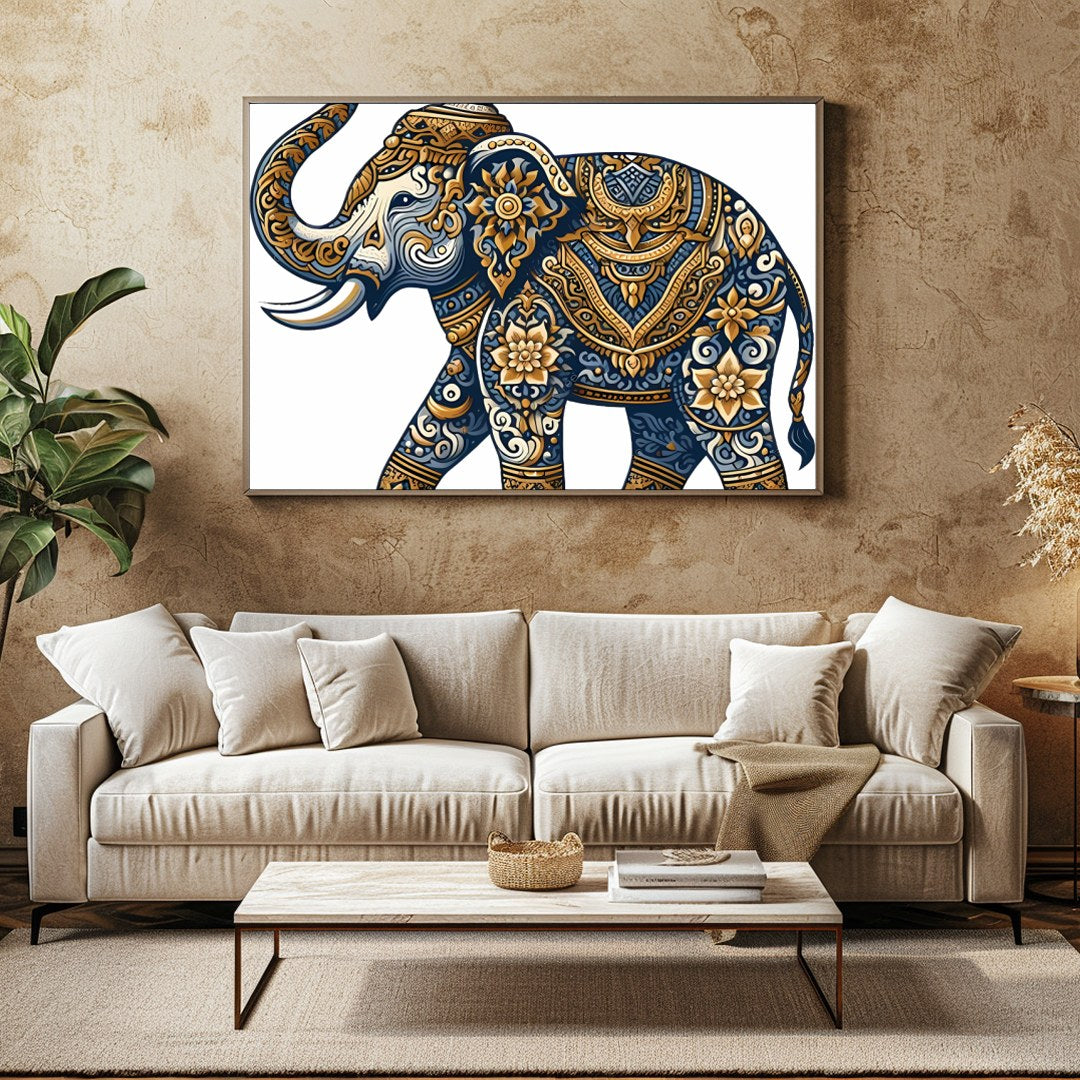 Experience the grandeur of nature with our Majestic Mandala Elephant Wall Art. Intricate patterns for Family Room