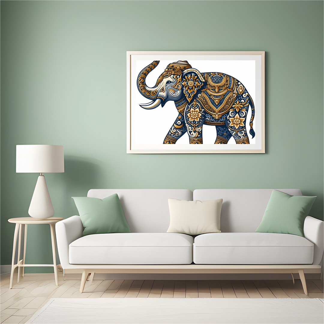 Experience the grandeur of nature with our Majestic Mandala Elephant Wall Art. Intricate patterns for Hall