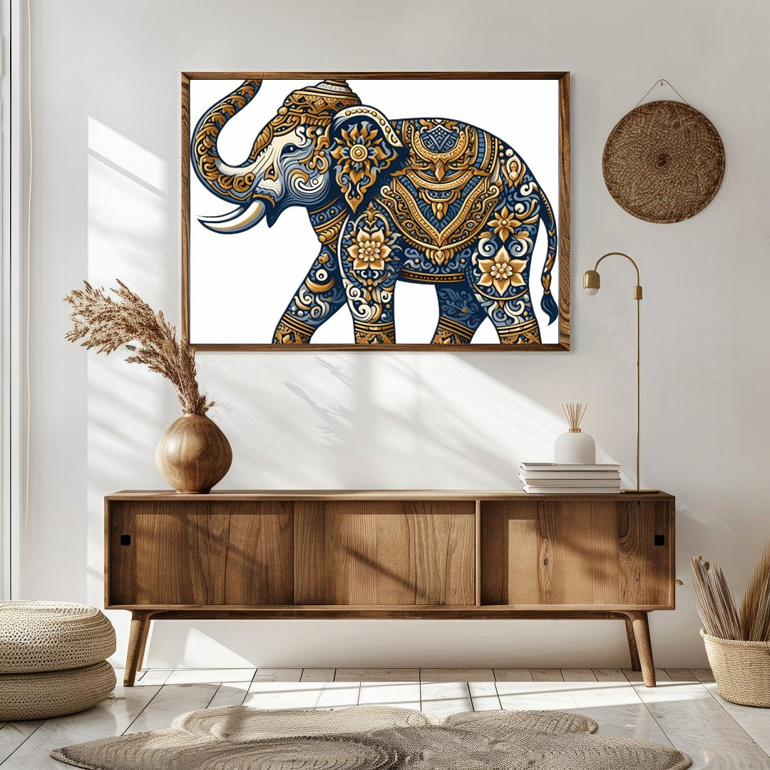 Experience the grandeur of nature with our Majestic Mandala Elephant Wall Art. Intricate patterns for Sitting Area