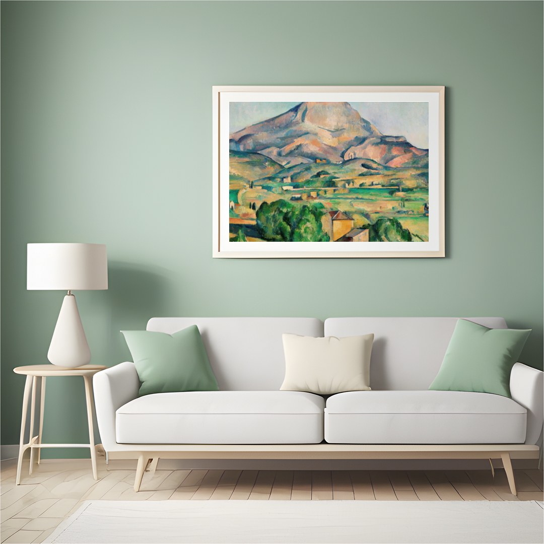 This breathtaking landscape portrays a serene mountain scene with vibrant brushstrokes that capture for Hall