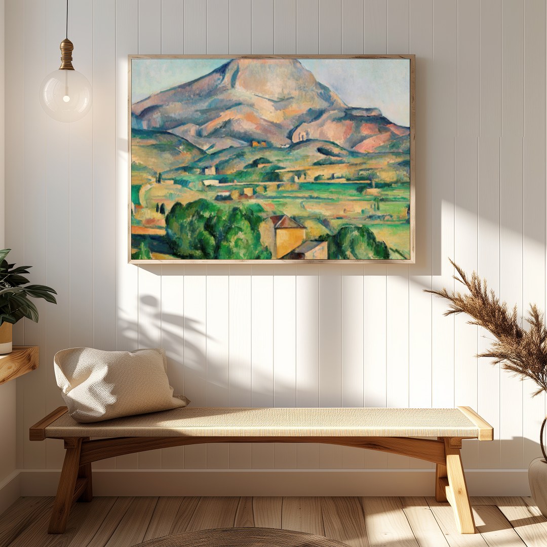 This breathtaking landscape portrays a serene mountain scene with vibrant brushstrokes that capture for Hallway