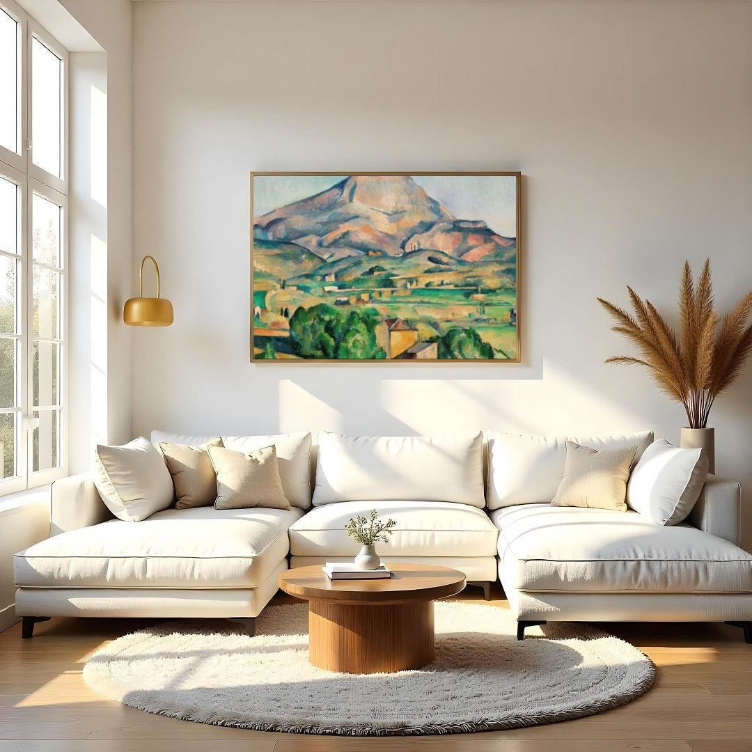 This breathtaking landscape portrays a serene mountain scene with vibrant brushstrokes that capture for Living Room