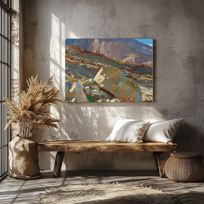 Capture the awe of nature with this stunning mountain landscape, where sunlight bathes the rugged for Veranda