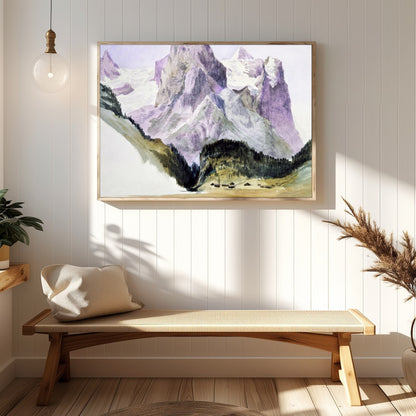 Immerse yourself in the serene beauty of this watercolor painting capturing the grandeur of for Hallway