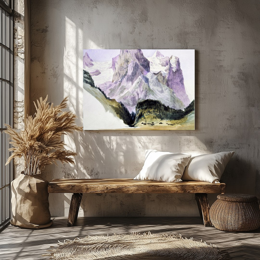 Immerse yourself in the serene beauty of this watercolor painting capturing the grandeur of for Veranda