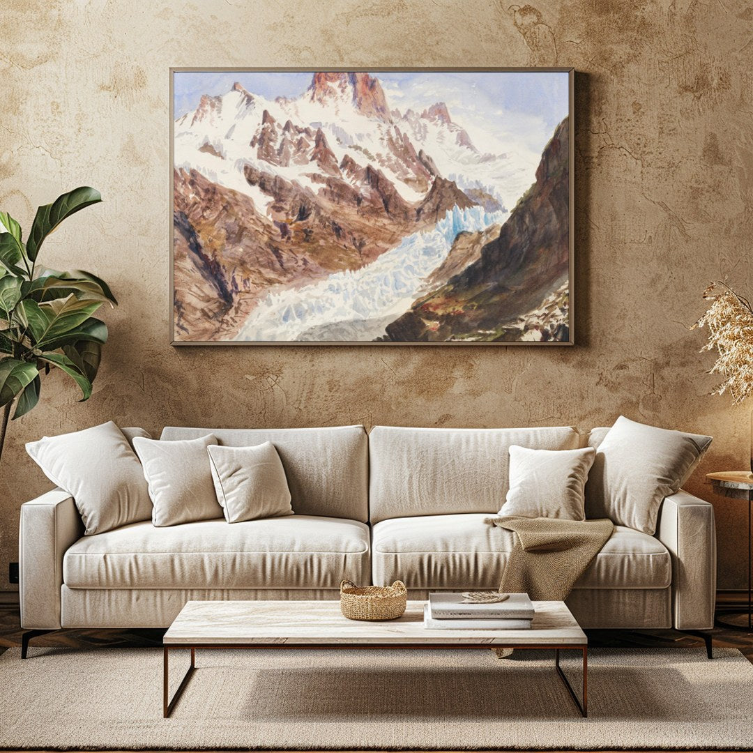 Immerse yourself in the serene beauty of this majestic mountain landscape. This artwork captures for Family Room