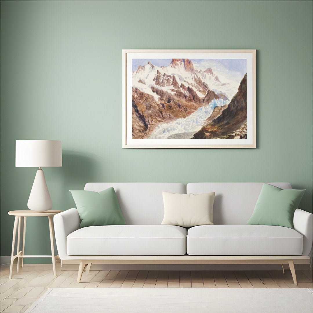 Immerse yourself in the serene beauty of this majestic mountain landscape. This artwork captures for Hall
