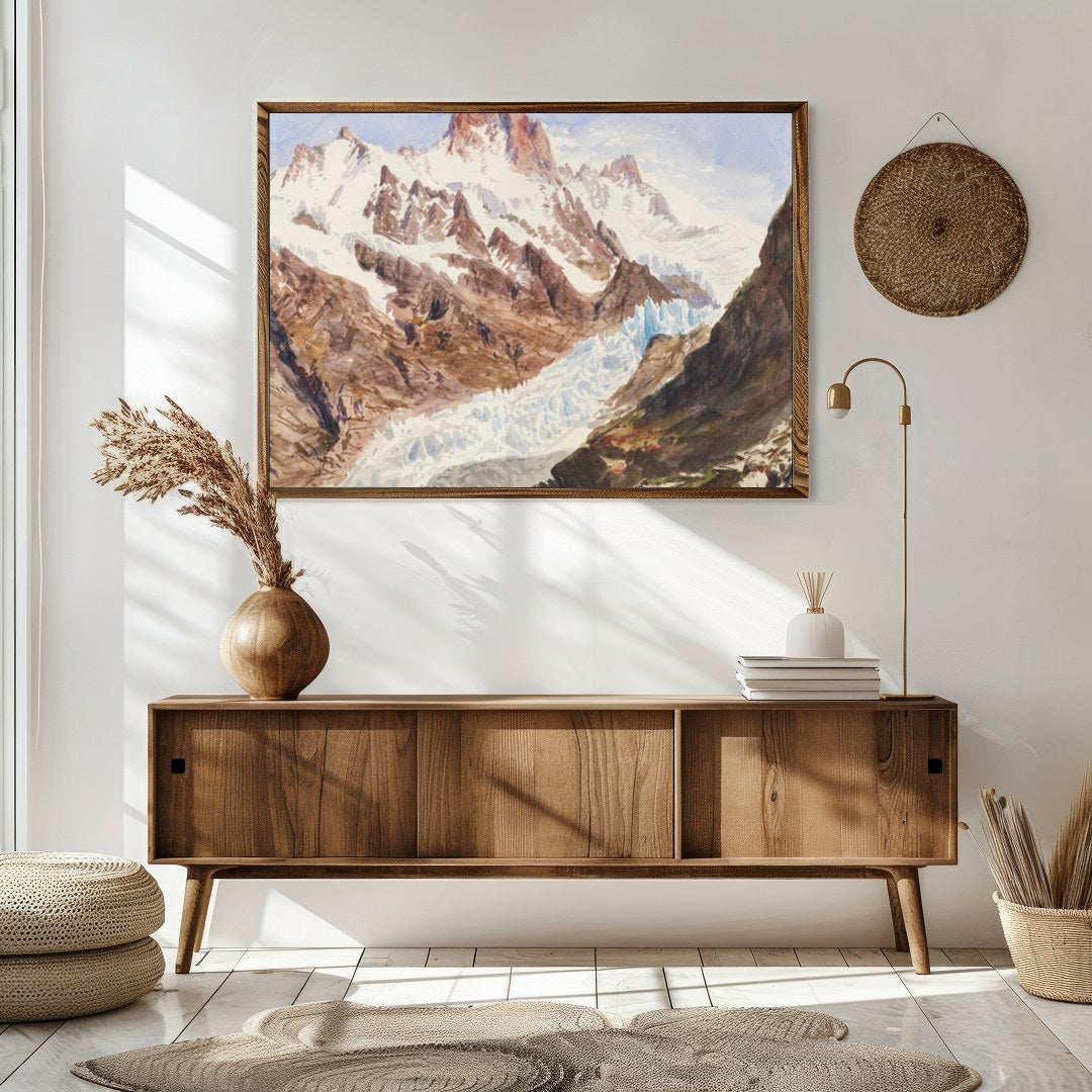 Immerse yourself in the serene beauty of this majestic mountain landscape. This artwork captures for Sitting Area