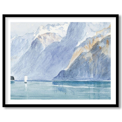 Capture the serene beauty of nature with this exquisite watercolor depicting a majestic mountain for retreat