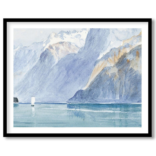 Capture the serene beauty of nature with this exquisite watercolor depicting a majestic mountain for retreat