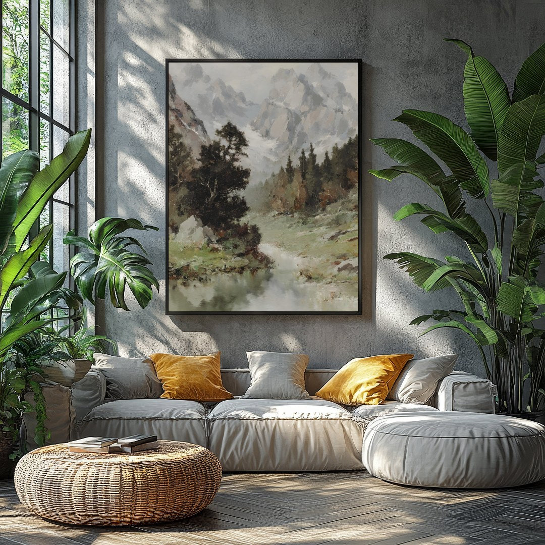 Immerse yourself in the tranquility of this stunning landscape painting. With its grand depiction for Balcony