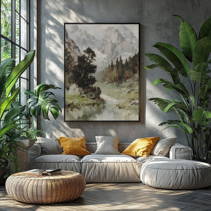 Immerse yourself in the tranquility of this stunning landscape painting. With its grand depiction for Balcony