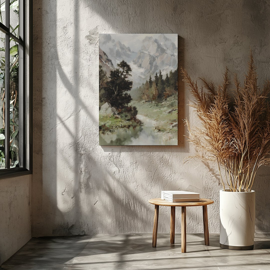 Immerse yourself in the tranquility of this stunning landscape painting. With its grand depiction for Entrance