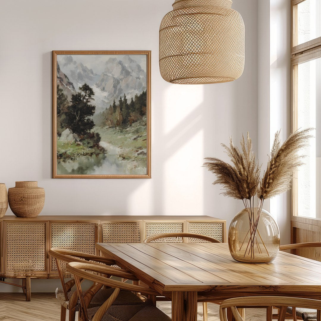 Immerse yourself in the tranquility of this stunning landscape painting. With its grand depiction for Extra Kitchen