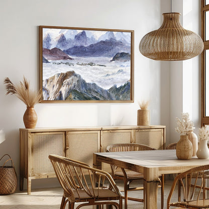 Journey into nature's splendor with 'Majestic Mountain Veil,' a breathtaking depiction of serene for Dining
