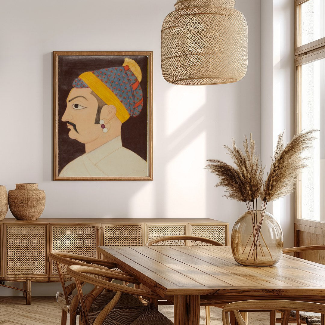 This exquisite artwork captures the regal elegance of a Mughal emperor, showcasing meticulous for Extra Kitchen