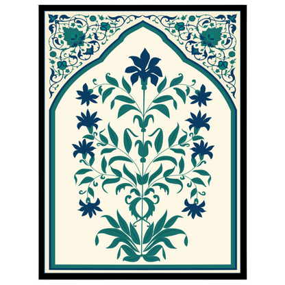 Immerse yourself in the intricate world of Indo-Mughal art with this captivating floral design, for office