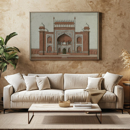 Experience the grandeur of Mughal architecture with this stunning depiction of a traditional for Family Room