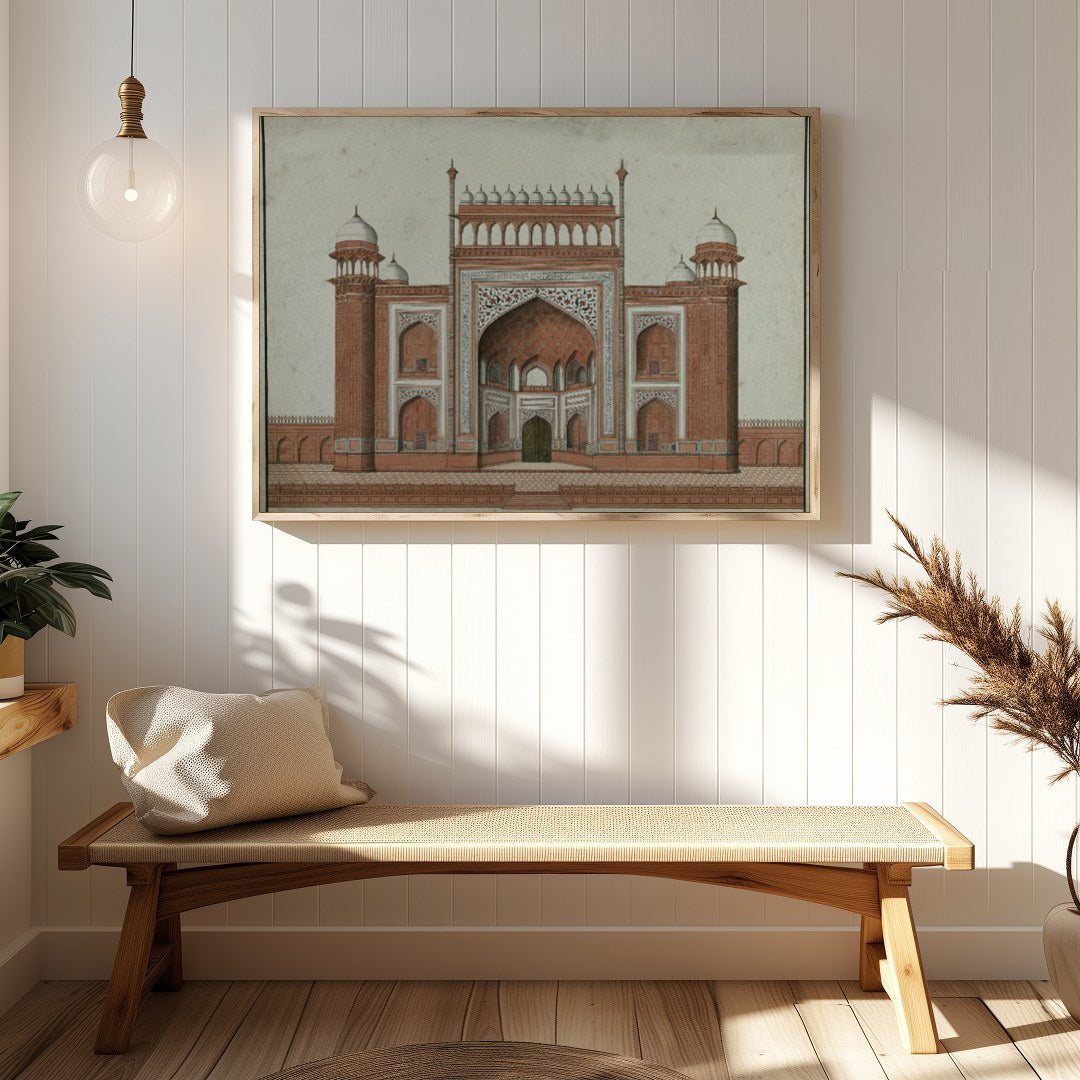 Experience the grandeur of Mughal architecture with this stunning depiction of a traditional for Hallway