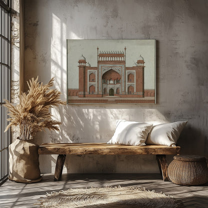 Experience the grandeur of Mughal architecture with this stunning depiction of a traditional for Veranda