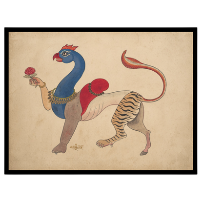 Experience the enchanting blend of mythology and artistry with this Navagunjara Pichwai art. for bedroom