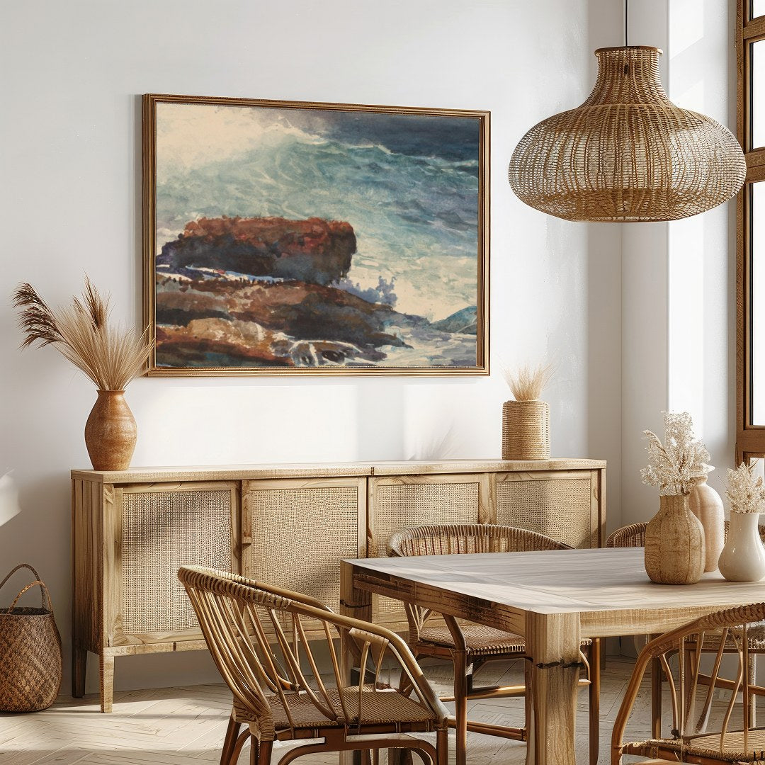 Capture the awe-inspiring force of nature with this breathtaking seascape. Waves crash against for Dining