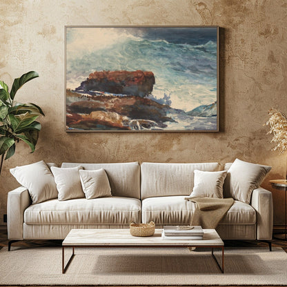 Capture the awe-inspiring force of nature with this breathtaking seascape. Waves crash against for Family Room