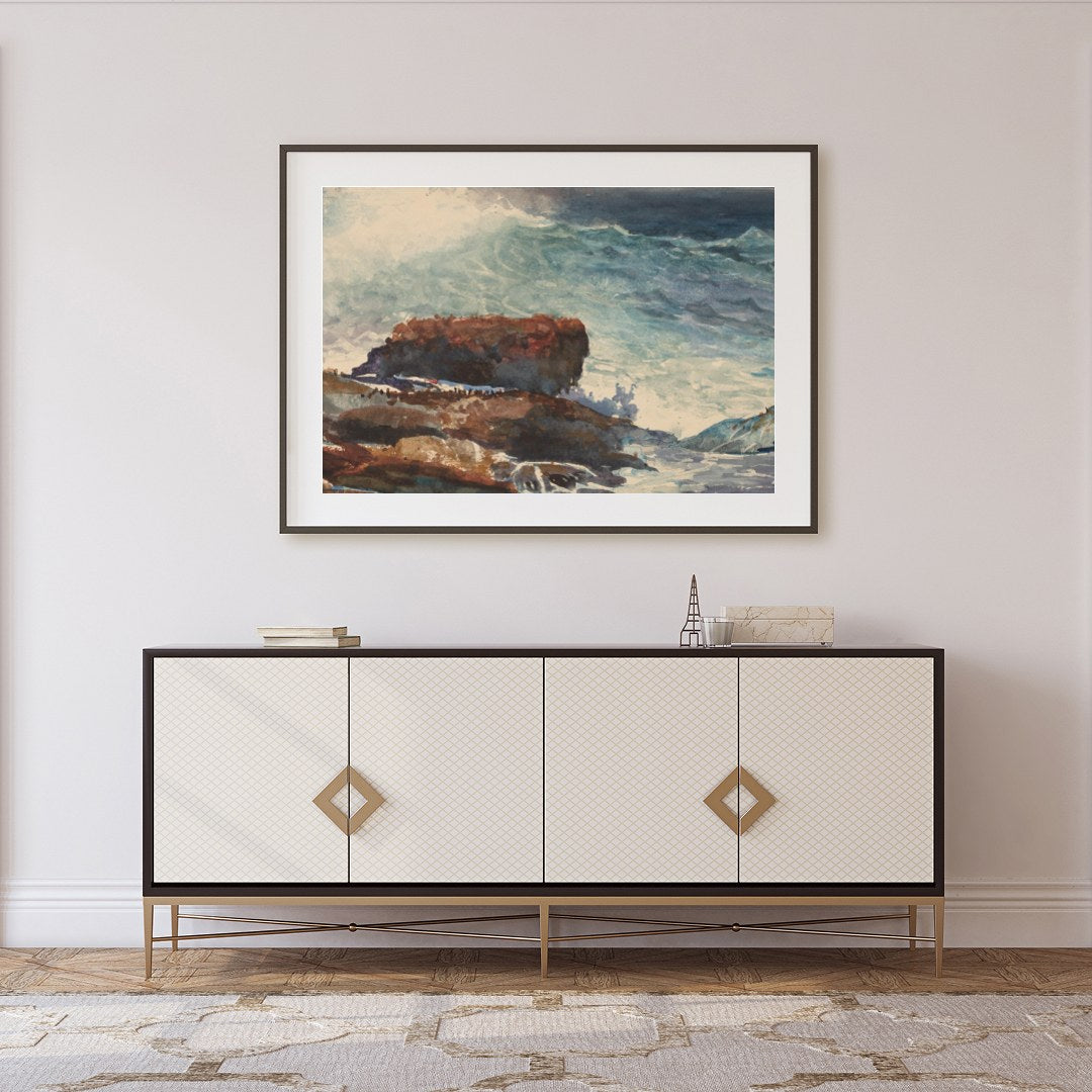 Capture the awe-inspiring force of nature with this breathtaking seascape. Waves crash against for Foyer