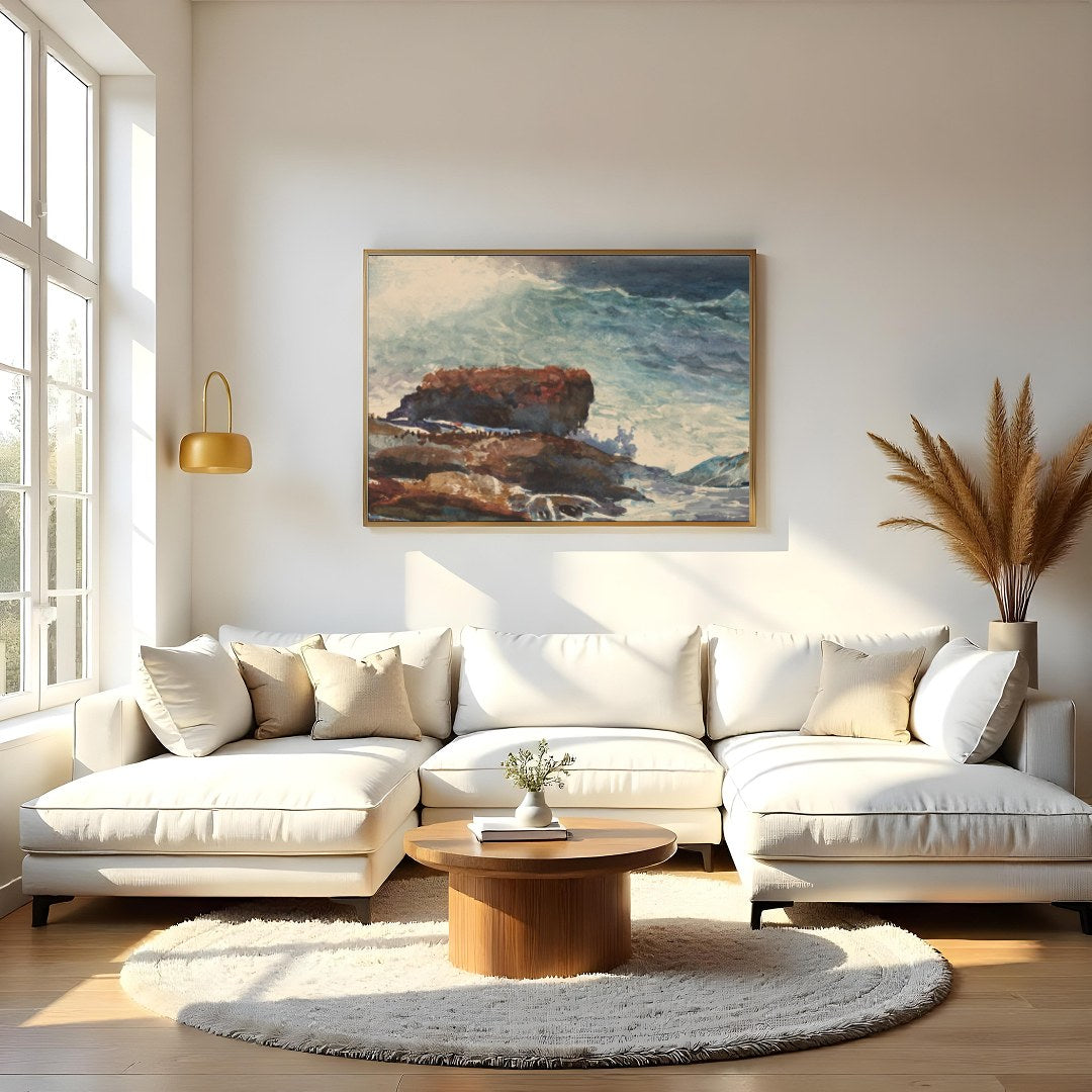 Capture the awe-inspiring force of nature with this breathtaking seascape. Waves crash against for Living Room