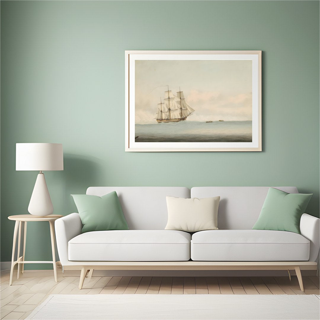 Capture the essence of timeless exploration with this beautiful depiction of a grand ship sailing for Hall