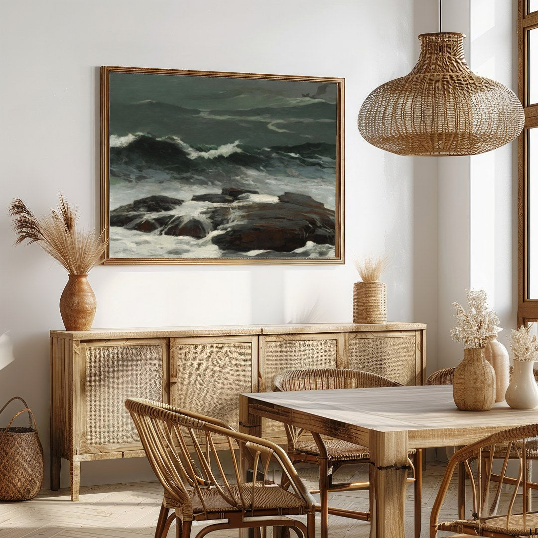 Immerse yourself in the power and beauty of the sea with this captivating artwork. The dynamic for Dining