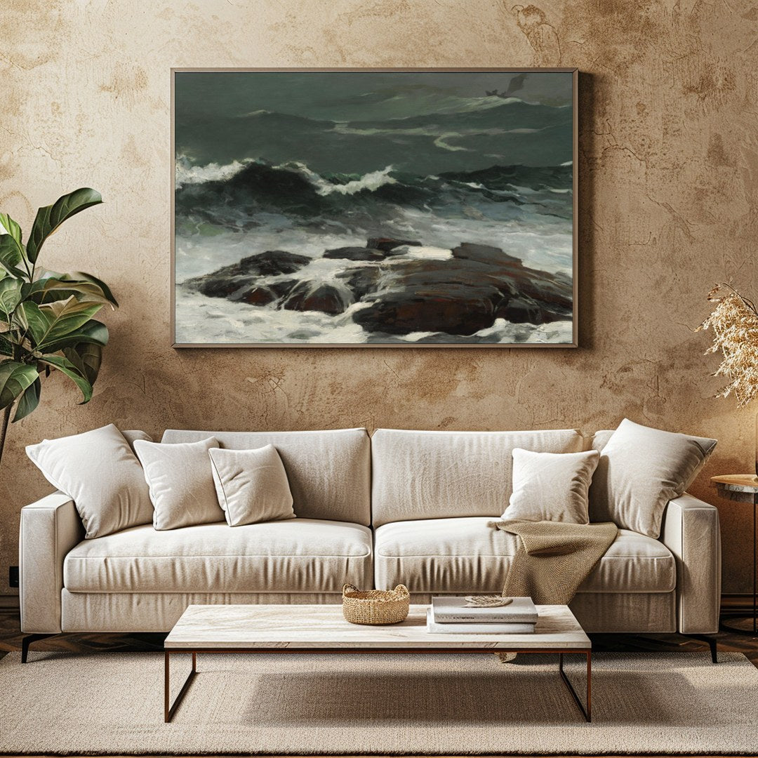Immerse yourself in the power and beauty of the sea with this captivating artwork. The dynamic for Family Room